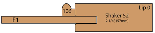 cross section of Stonybrook Cabinet Door with applied moulding